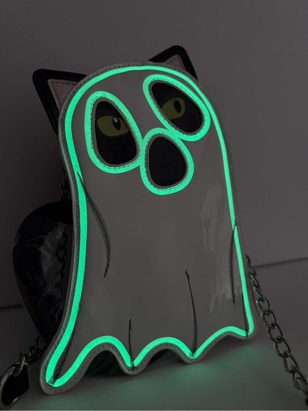 Betsey Johnson XOGHOST Glow In The Dark Ghost Cat Crossbody Bag - Picture 2 of 7